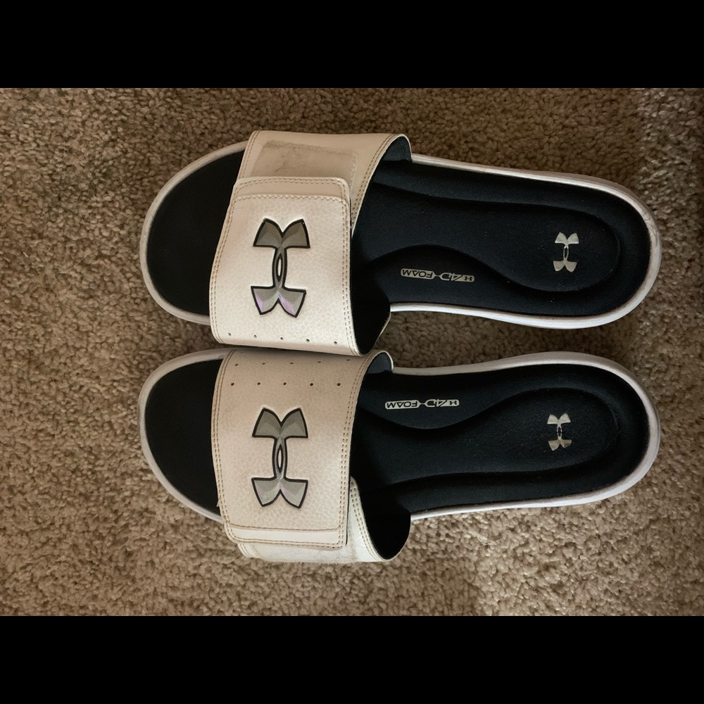 Under Armour White Slides